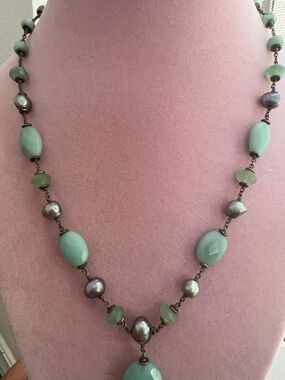 Seafoam Green Beaded Necklace by